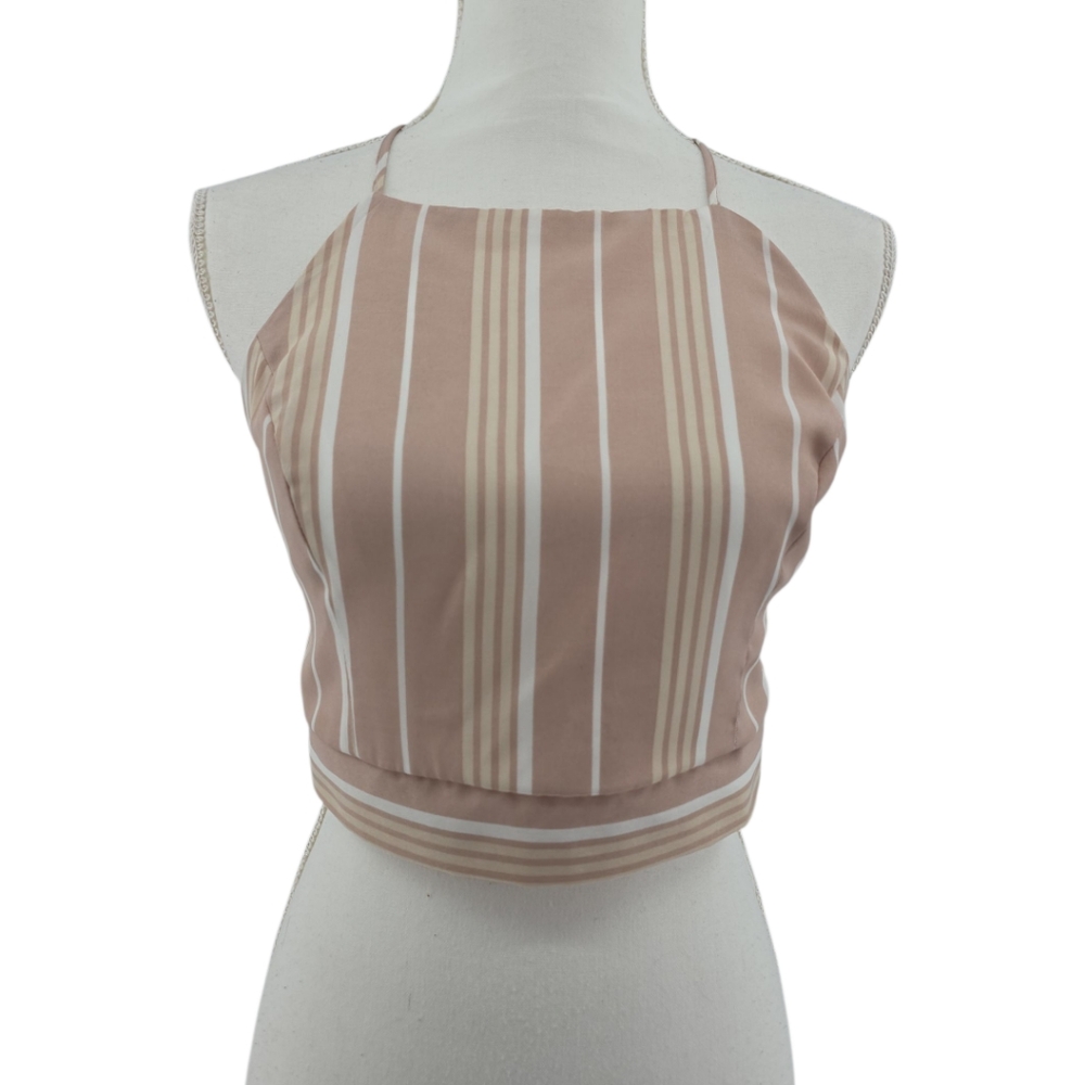 Charlotte Russe Crop Halter Top Size Large Pink Adjustable Straps